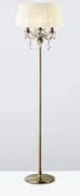 Oakmere Floor Lamp in Antique Brass with Crystal Drops and a Cream Shade