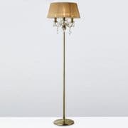 Oakmere Floor Lamp in Antique Brass with Crystal Drops and a Soft Bronze Shade