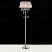 Oakmere Floor Lamp in Polished Chrome with Crystal Decoration and a White Shade