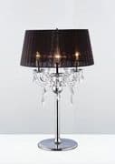 Oakmere Table Lamp in Polished Chrome with Crystal Decoration and a Black Fabric Shade