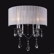 Oakmere Wall Light in Chrome with Crystal Drops and a White Fabric Shade, Switched