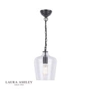 Ockley Single Pendant in Matt Black and Clear Glass - Laura Ashley LA3756227-Q