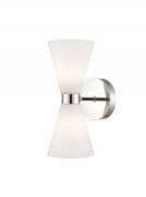 Oldbury Bathroom Double Wall Light in Polished Chrome with Opal Glass, IP44 Rated