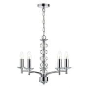 Oleana 5 Light Pendant in Polished Chrome and Crystal Glass Decoration - där OLE0550