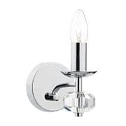 Oleana Single Wall Light in Polished Chrome and Crystal Glass Decoration, Switched - där OLE0750
