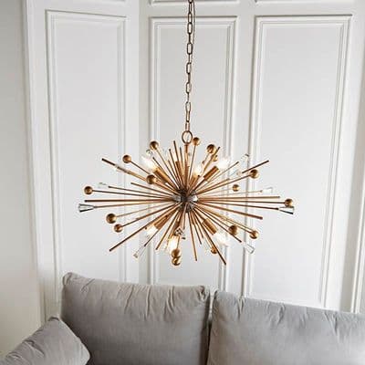 Orcia 8 Light Fitting in Antique Brass with Crystal Decoration - ENDON 90303