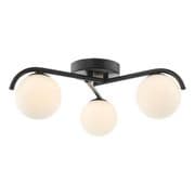 Orlena 3 Light Fitting in a Matt Black Finish with Opal Glass Shades - där ORL5322
