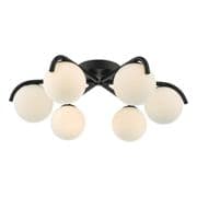 Orlena 6 Light Fitting in a Matt Black Finish with Opal Glass Shades - där ORL6422