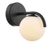 Orlena Wall Light in a Matt Black Finish with an Opal Glass Shade, Switched - där ORL0722