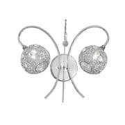 Orphington Double Wall Light in Polished Chrome with Crystal Decoration