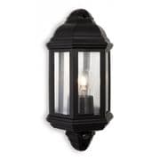 Pednor Outdoor Half Lantern in a Black Finish with Clear Lenses and a PIR Sensor , IP44 Rated