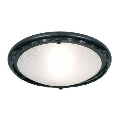 Pembroke Flush Fitting in Black with White Frosted Speckled Glass - ELSTEAD PB/F/B BLK