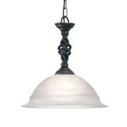 Pembroke Hand-Forged Iron Single Pendant in Black with a White Glass Shade - ELSTEAD PB/P BLK