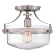Penn Station Semi-Flush Fitting in Brushed Nickel and Glass - QUOIZEL QZ/PENNSTAT/F BN