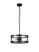 Perendale 2 Light Pendant in Matt Black with Clear Glass