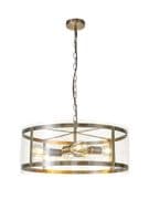 Perendale 4 Light Pendant in Antique Brass with Clear Glass