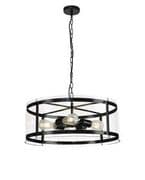 Perendale 4 Light Pendant in Matt Black with Clear Glass