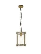 Perendale Single Pendant in Antique Brass with Clear Glass