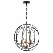 Phoenix 3 Light Pendant in Matt Black and Copper - där PHO0322