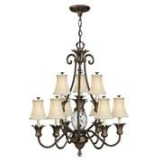 Plantation 10 Light Chandelier in Pearl Bronze with Ivory Silk Shades - HINKLEY HK/PLANT10 PZ