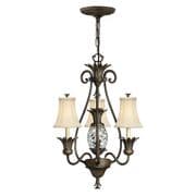 Plantation 3 Light Chandelier in Pearl Bronze with Ivory Silk Shades - HINKLEY HK/PLANT3 PZ