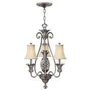 Plantation 3 Light Chandelier in Polished Antique Nickel with Ivory Silk Shades - HINKLEY HK/PLANT3 PL