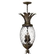 Plantation 4 Light Pendant finished in Pearl Bronze with Pineapple Shaped Glass - HINKLEY HK/PLANT4/P PZ
