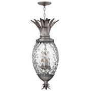Plantation 4 Light Pendant finished in Polished Antique Nickel with Pineapple Shaped Glass - HINKLEY HK/PLANT4/P PL