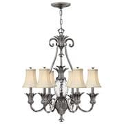 Plantation 7 Light Chandelier in Polished Antique Nickel with Ivory Silk Shades - HINKLEY HK/PLANT7 PL