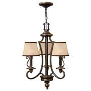 Plymouth 3 Light Chandelier in Old Bronze with Light Amber Organza Shades - HINKLEY HK/PLYMOUTH3