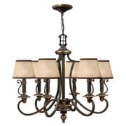 Plymouth 6 Light Chandelier in Old Bronze with Light Amber Organza Shades - HINKLEY HK/PLYMOUTH6