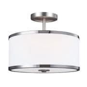 Prospect Park 2 Light Semi-Flush in Satin Nickel and Chrome with Opal Glass - FEISS FE/PROSECTPK/SF