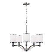 Prospect Park 5 Light Chandelier in Satin Nickel and Chrome with Opal Glass - FEISS FE/PROSECTPK5