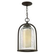 Quincy Outdoor Chain Porch Lantern in a Bronze Finish with Clear Seeded Glass IP23 Rated - HINKLEY HK/QUINCY8/M