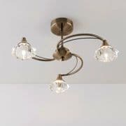 Radford 3 Light Fitting in an Antique Brass Finish with Clear Glass Shades