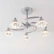 Radford 5 Light Fitting in a Polished Chrome Finish with Clear Glass Shades