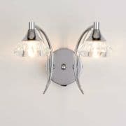 Radford Double Wall Light in a Polished Chrome Finish with Clear Glass Shades, Switched