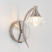 Radford Single Wall Light in a Satin Chrome Finish with a Clear Glass Shade, Switched