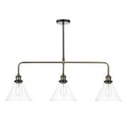 Ray 3 Light Bar Pendant in Antique Nickel and Matt Black with Clear Glass Shade - där RAY0338