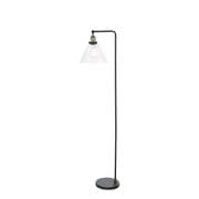 Ray Floor Lamp in Antique Brass and Matt Black with a Clear Glass Shade - där RAY4975