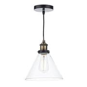 Ray Single Pendant in Antique Brass and Matt Black with a Clear Glass Shade - DAR RAY0175
