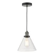 Ray Single Pendant in Antique Nickel and Matt Black with a Clear Glass Shade - DAR RAY0138
