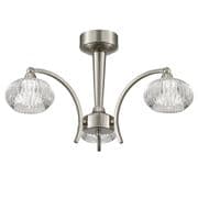 Reigate 3 Light Fitting in a Satin Nickel Finish with Clear Ribbed Glass