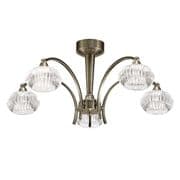 Reigate 5 Light Fitting in a Bronze Finish with Clear Ribbed Glass