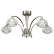 Reigate 5 Light Fitting in a Satin Nickel Finish with Clear Ribbed Glass