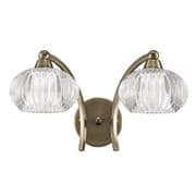 Reigate Double Wall Light in a Bronze Finish with Clear Ribbed Glass