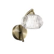 Reigate Single Wall Light in a Bronze Finish with Clear Ribbed Glass