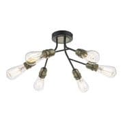Remy 6 Light Fitting in Black with Antique Brass Accents - där REM0654