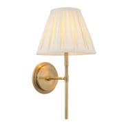 Rennes Wall Light in an Antique Brass Finish with a Cream Box Pleat Shade - ENDON 103346