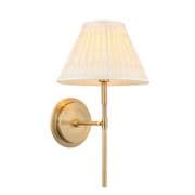 Rennes Wall Light in an Antique Brass Finish with a Cream Double Pinch Pleat Shade - ENDON 103354